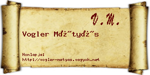 Vogler Mátyás névjegykártya