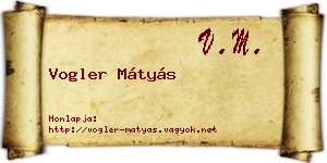 Vogler Mátyás névjegykártya